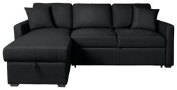 Habitat Reagan Left Hand Faux Leather Storage Sofa Bed - Black - thumbnail 1