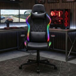 Deltaco RGB Faux Leather Gaming Chair - Black