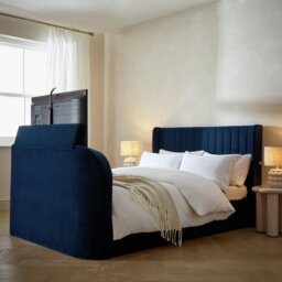 Argos Home Farnham Kingsize Side Lift TV Ottoman Bed - Navy - thumbnail 1
