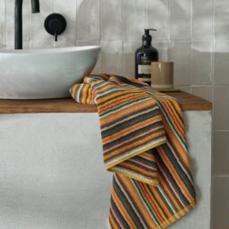Habitat Bright Stripe Hand Towel - Orange - thumbnail 2