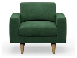 Hutch Velvet Block Arm Armchair - Sage Green - thumbnail 1