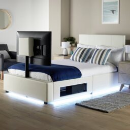 XR Living Ava Small Double TV LED Bed Frame - White - thumbnail 2