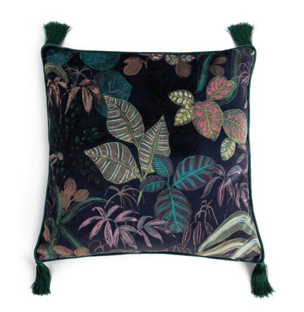 Habitat Botanical Print Velvet Cushion - Multi - 43x43cm - image 1