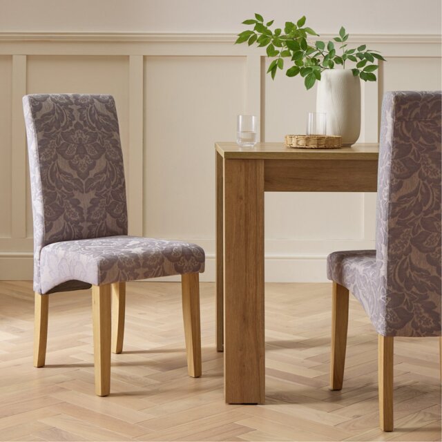 Argos Home Skirt Damask Pair of Fabric Dining Chair - Grey - image 1