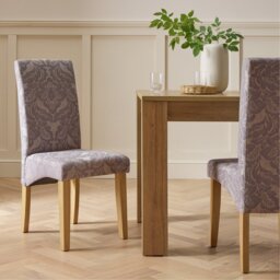 Argos Home Skirt Damask Pair of Fabric Dining Chair - Grey - thumbnail 1