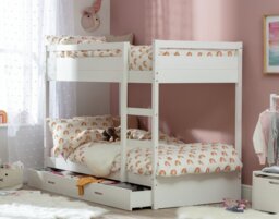 Habitat Rico Bunk Bed, Drawer & 2 Kids Mattresses - White - thumbnail 1
