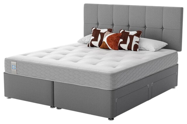 Sealy Newman Support Superking 4 Drawer Divan Bed - Grey - image 1