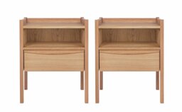 Habitat Derwent 1 Drawer Set of 2 Bedside Table - Oak - thumbnail 1