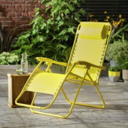 Argos Home Folding Metal Zero Gravity Sun Lounger - Yellow - thumbnail 1