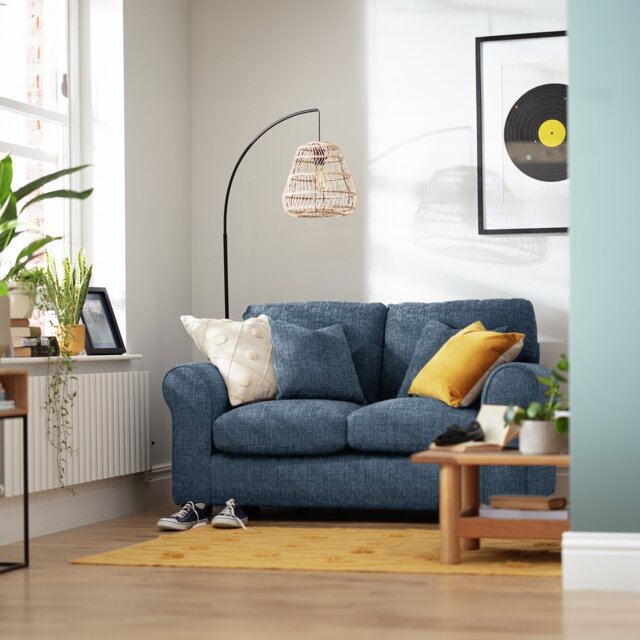Argos Home Lisbon Fabric 2 Seater Sofa - Blue - image 1