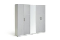 Habitat Munich Panelled 5 Door Mirror Wardrobe - Grey - thumbnail 1
