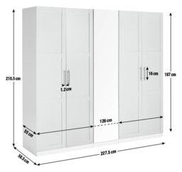 Habitat Munich Panelled 5 Door Mirror Wardrobe - Grey - thumbnail 2