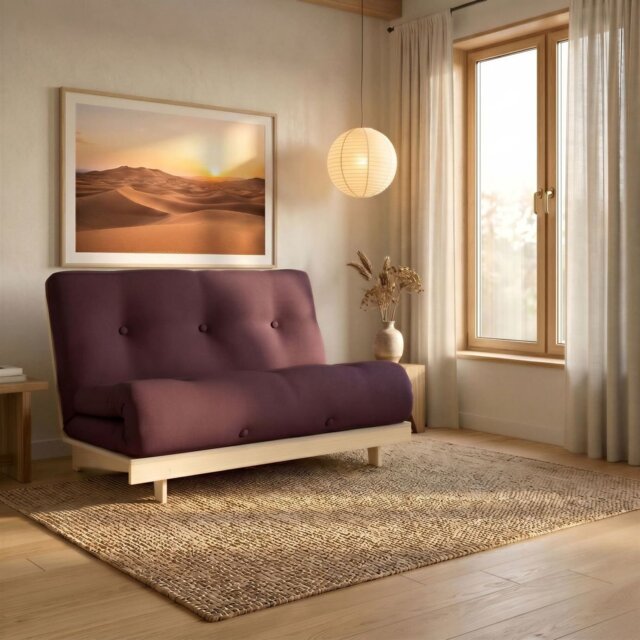 Kyoto Tosa Fabric Futon Sofa Bed - Aubergine - image 1