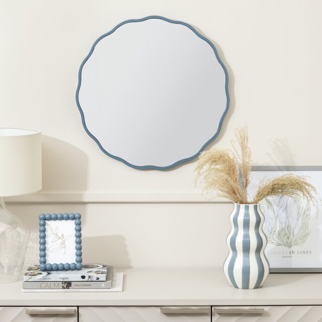 Habitat Blue Wavy Wall Mirror - 50x50cm - image 1