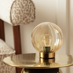 Argos Home Globe Battery Powered Table Lamp - Brass & Mink - thumbnail 2