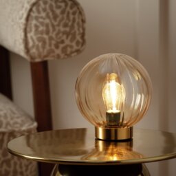 Argos Home Globe Battery Powered Table Lamp - Brass & Mink