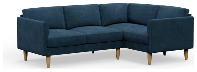 Hutch Velvet Curve Arm 4 Seater Corner Sofa - Ink Blue - image 1