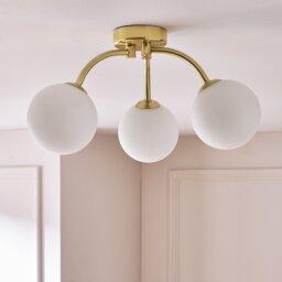 Argos Home Opal Ball 3 Light Flush to Ceiling Light - Brass - thumbnail 2