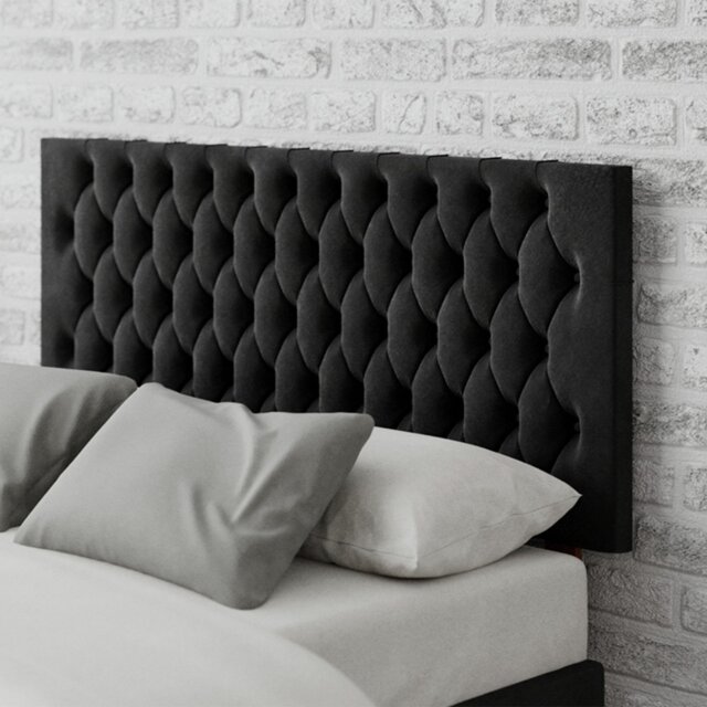 Aspire Monroe Velvet Kingsize Headboard - Ebony - image 1