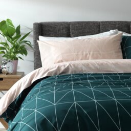 Habitat Geo Navy & Blush Reversible Bedding Set - Single - thumbnail 1