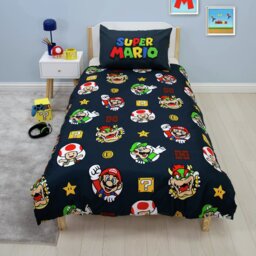 Nintendo Super Mario Black and White Kids Bedding Set-Single - thumbnail 1