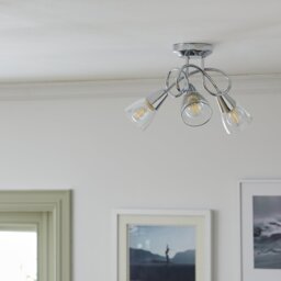 Argos Home Curico Metal 3 Light Flush Ceiling Light - Chrome - thumbnail 1