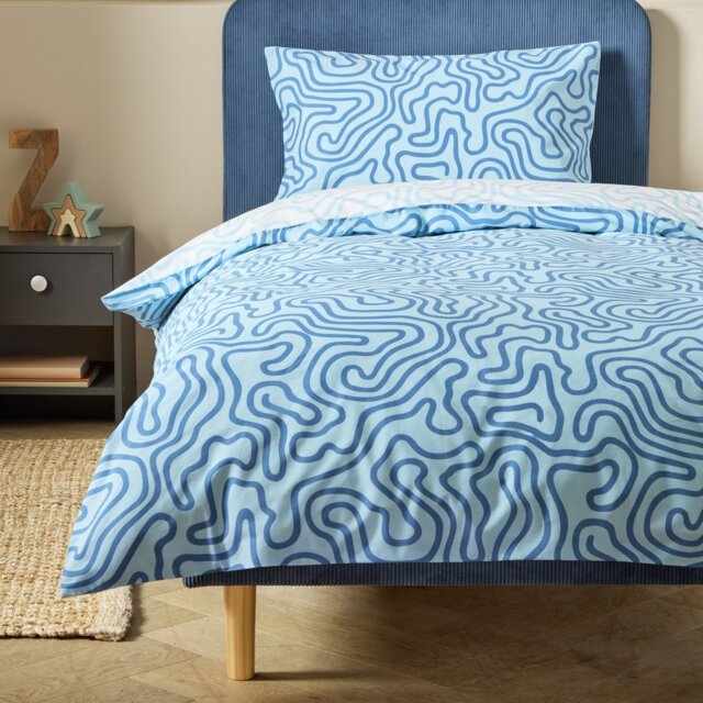 Habitat Squiggle Blue & White Kids Bedding Set - Single - image 1