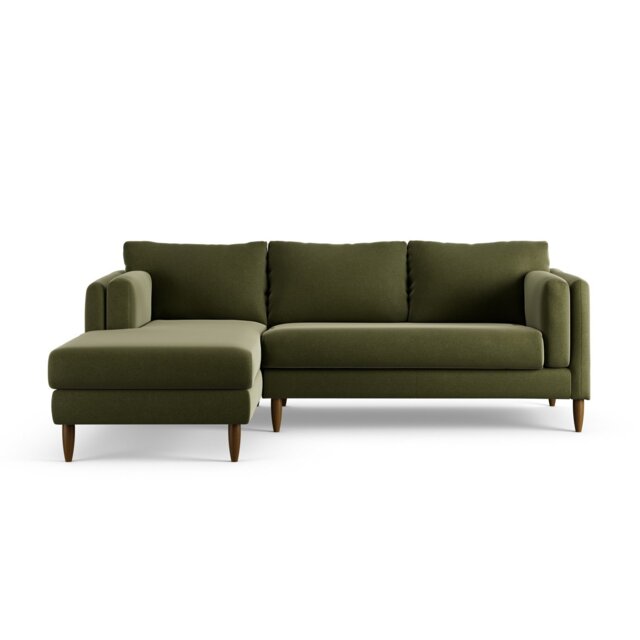 Habitat Newington Left Hand Corner Sofa - Green - Dark Leg