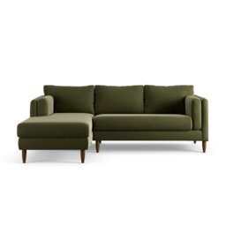 Habitat Newington Left Hand Corner Sofa - Green - Dark Leg - thumbnail 1