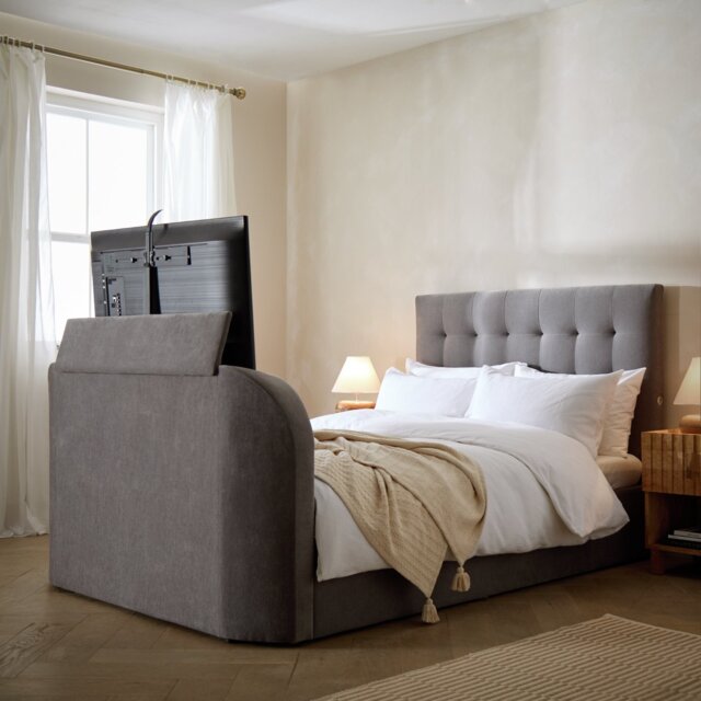 Argos Home Bentley Double 2.1 Sound TV Ottoman Bed - Grey - image 1