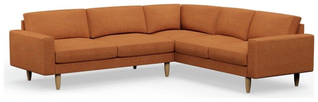 Hutch Fabric Block Arm 6 Seater Corner Sofa - Rust - image 1