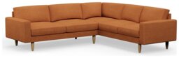 Hutch Fabric Block Arm 6 Seater Corner Sofa - Rust - thumbnail 1