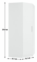 Habitat Munich Panelled Corner 1 Door Wardrobe - White - thumbnail 2