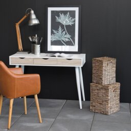 Furniture To Go Neptun 3 Drawer Office Desk - White & Oak - thumbnail 1