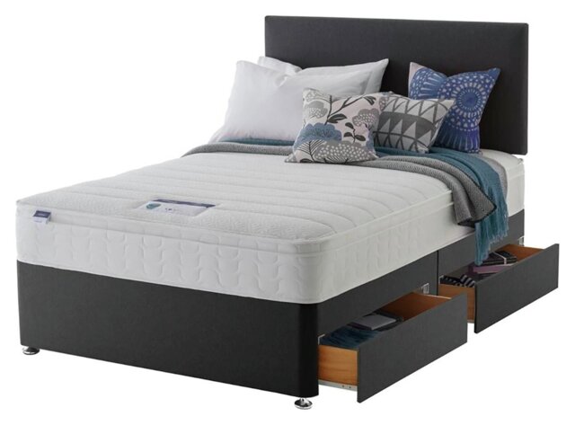 Silentnight Travis Kingsize 4 Drawer Divan Bed - Charcoal - image 1