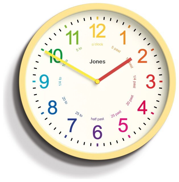 Jones Clocks Kids Analogue Wall Clock - Yellow - image 1