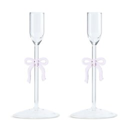 Argos Home Glass Bow Taper Candle Holder - Set of 2 - thumbnail 2
