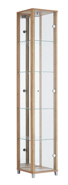 Argos Home 1 Glass Door Display Cabinet - Light Oak - image 1