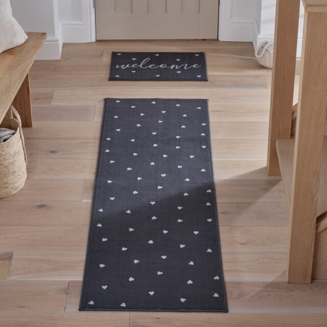 Argos Home Ditsy Heart Washable  Doormat - 57x40cm - image 1
