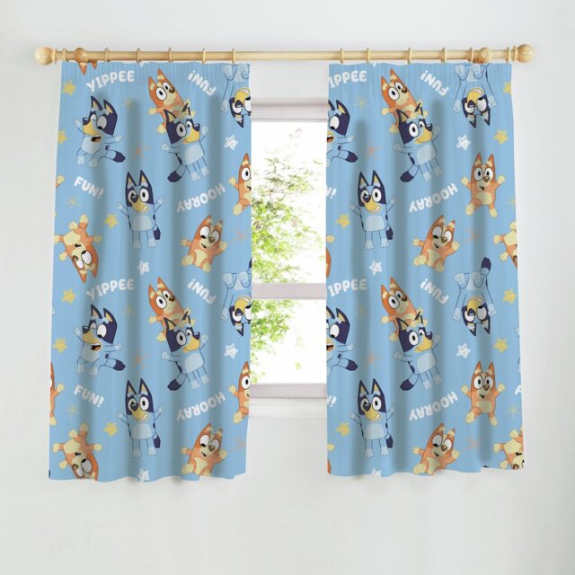 Bluey Celebrate Kids Pencil Pleat Curtains - Blue - 168x137cm - image 1