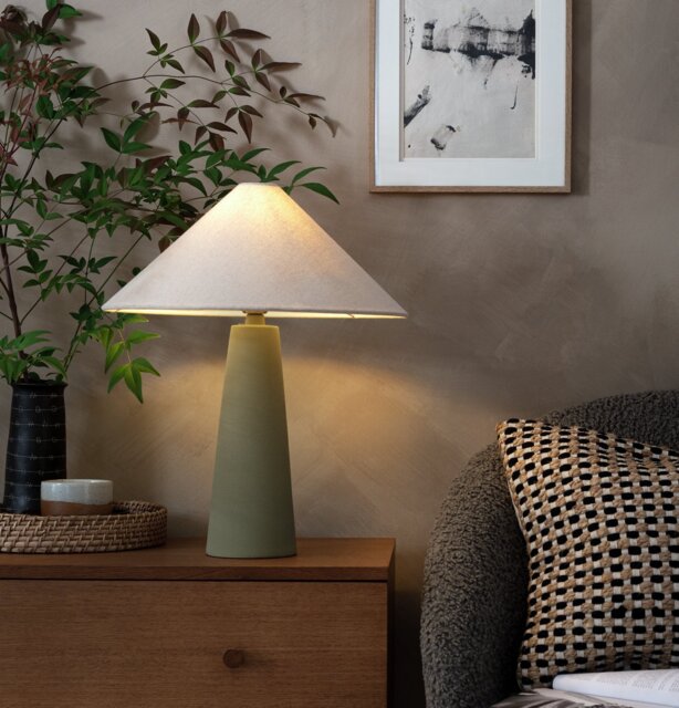 Habitat Conical Ceramic Table Lamp - Olive & Beige - image 1