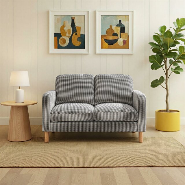 Argos Home Luna Fabric 2 Seater Sofa - Black & White - image 1