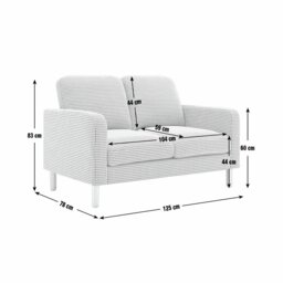 Argos Home Luna Fabric 2 Seater Sofa - Black & White - thumbnail 2