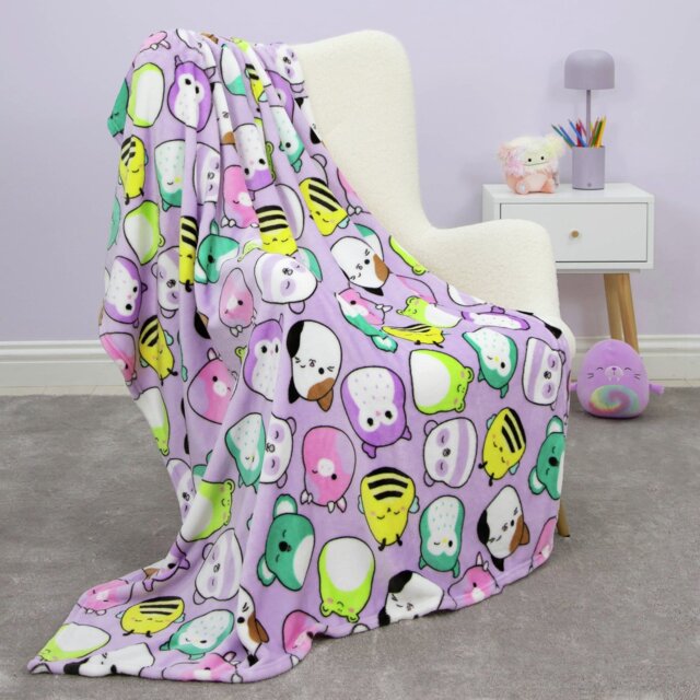 Squishmallows Squad Fleece Throw - Lilac - 100x150cm - image 1