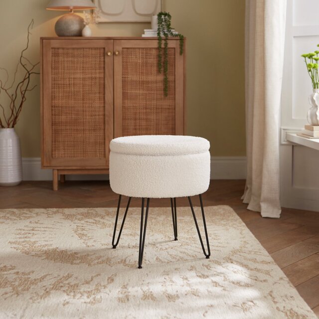 GFW Avery Boucle Storage Footstool - Cream - image 1
