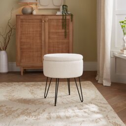 GFW Avery Boucle Storage Footstool - Cream - thumbnail 1