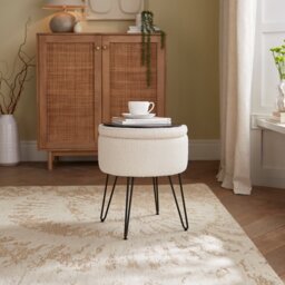 GFW Avery Boucle Storage Footstool - Cream - thumbnail 2