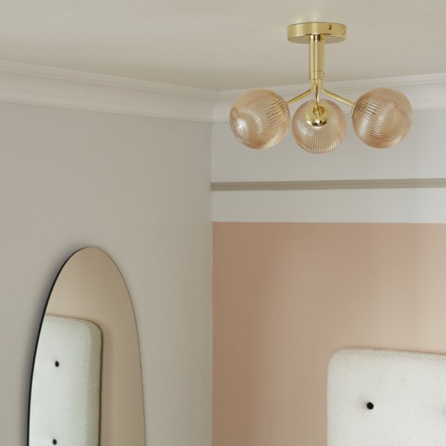 Habitat Edie Glass 3 Light Flush Ceiling Light - Champagne - image 1