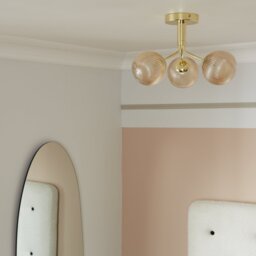 Habitat Edie Glass 3 Light Flush Ceiling Light - Champagne - thumbnail 1