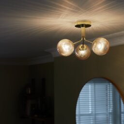 Habitat Edie Glass 3 Light Flush Ceiling Light - Champagne - thumbnail 2